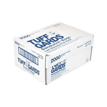 TUFFGARDS Tuff Gards 7"x7" Low Density Clear Flat Sandwich Bag, PK2000 304985495